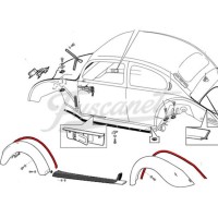 Galones junta guardabarros guardafango Negros VW Escarabajo