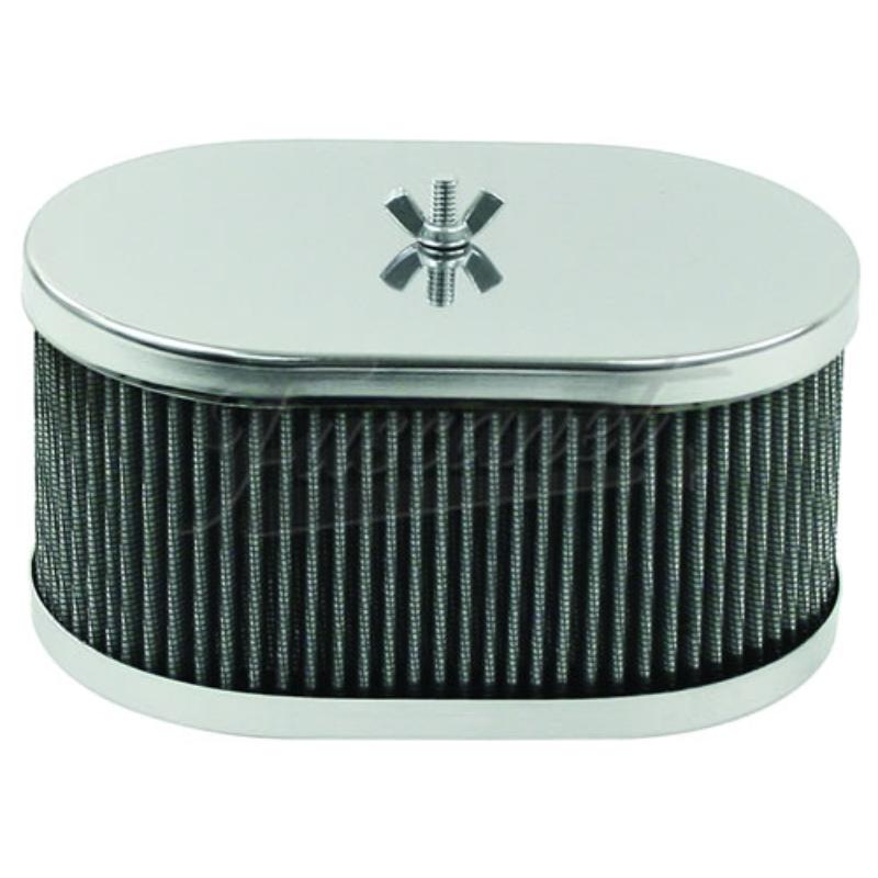 Filtro aire cromado oval dcoe horizontal altura 3 1/2