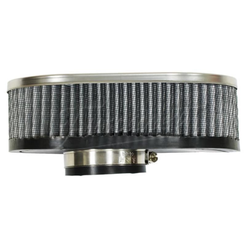 Filtro de aire oval alto flujo cromado 52mm boca - base goma