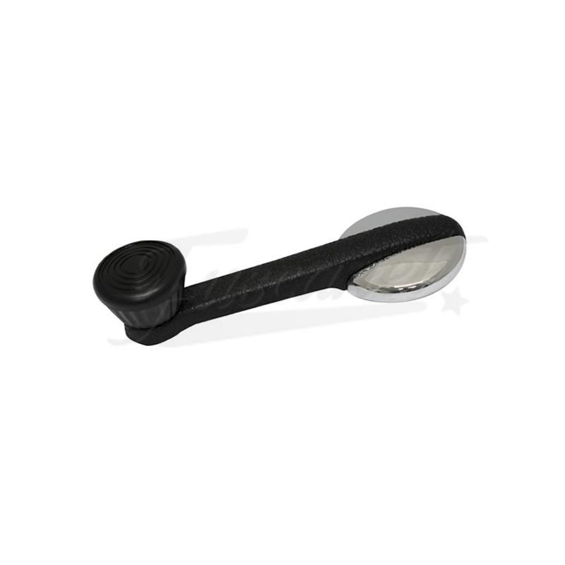 Manija alzacristal metal cromada y negra lujo estria y tornillo